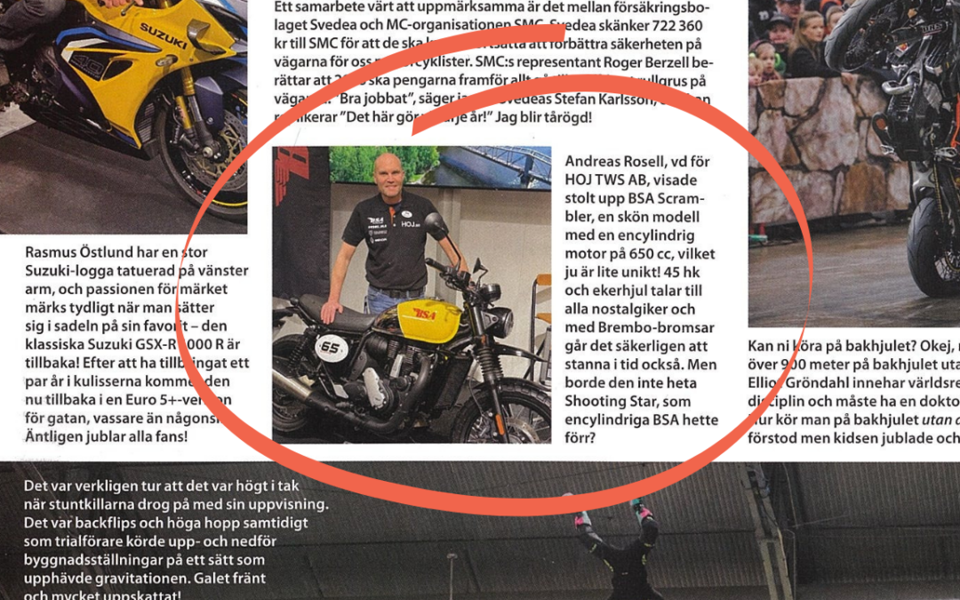 HOJ och BSA Scrambler uppmärksammas i Allt om MC efter MC-mässan